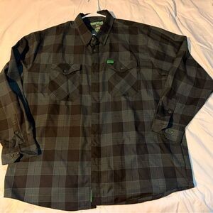 DIXXON Black and Gray Plaid Casual Button Down Shirt